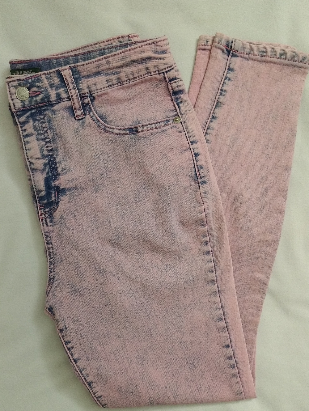 Women's Wild Fable Indie-Pop Pastel Lavender Acid Wash High Rise Skinny Jeans, M - Picture 3 of 16